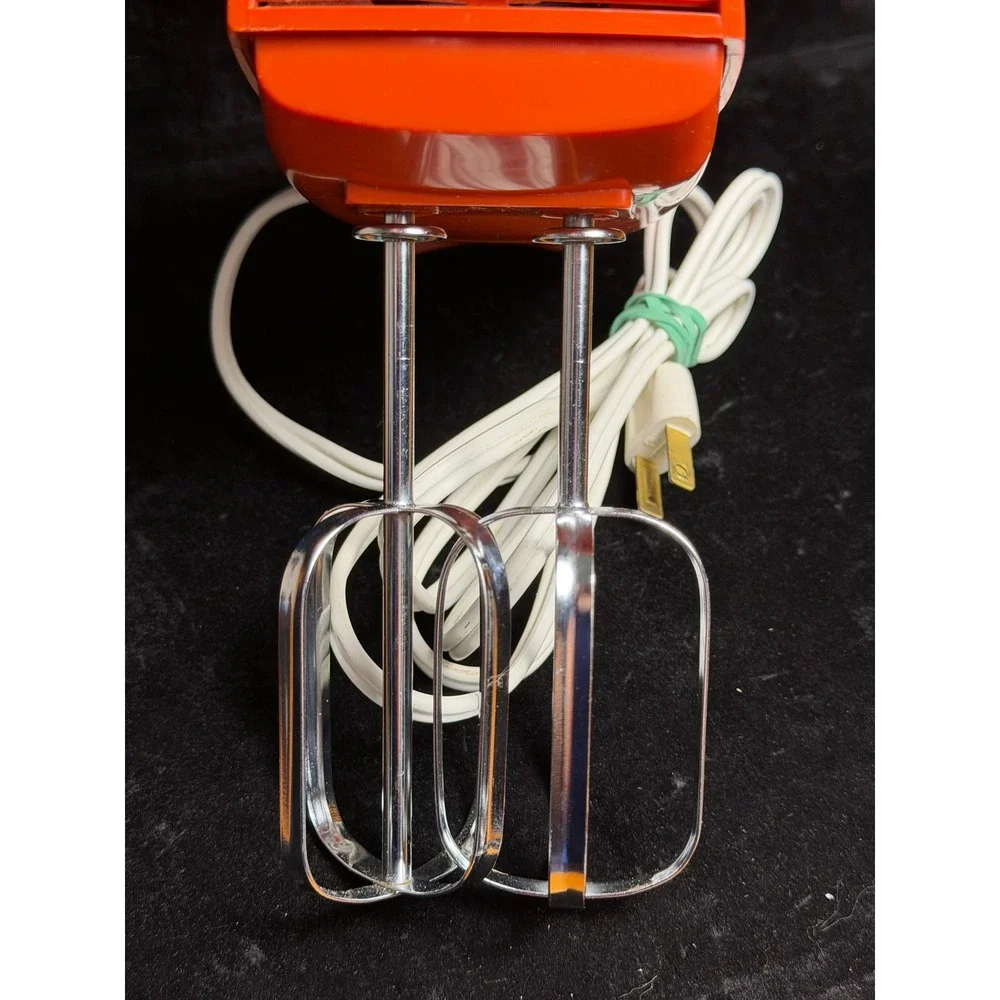 Vintage Waring 12 Speed Hand Mixer-Solid State, Orange, Woodgrain, WORKS
